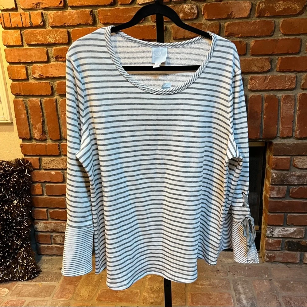 Dressbarn Sunday Womens Top 2X White Gray Blend Sweater Blouse NWT - Picture 8 of 11